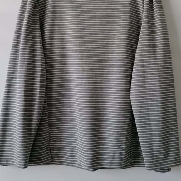 Liz Claiborne Womens Gray White Long Sleeve Round Neck Striped T Shirt Size XXL - Picture 3 of 6